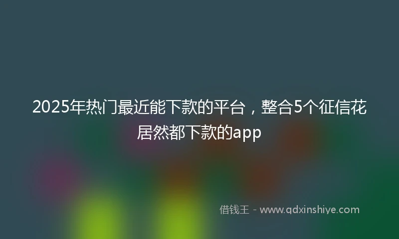 2025年热门最近能下款的平台，整合5个征信花居然都下款的app