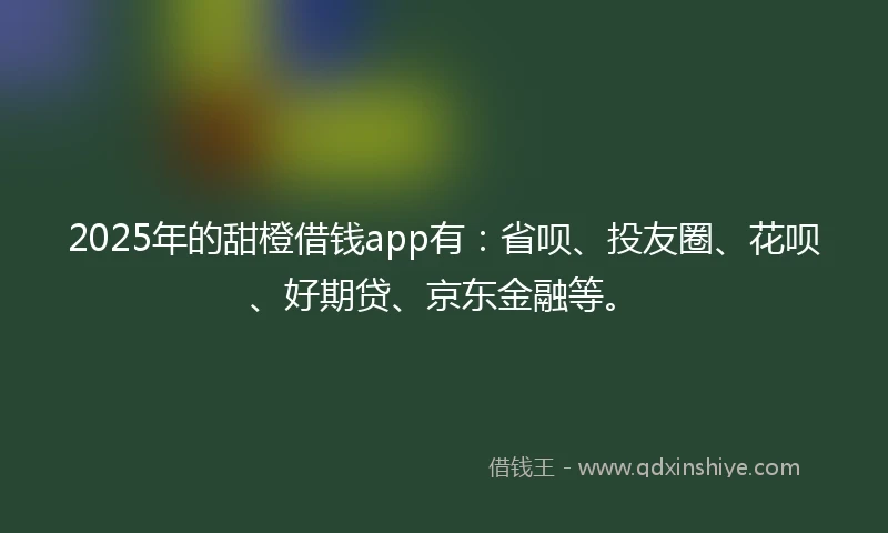 2025年的甜橙借钱app有：省呗、投友圈、花呗、好期贷、京东金融等。