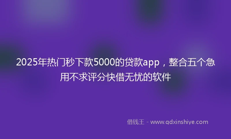 2025年热门秒下款5000的贷款app，整合五个急用不求评分快借无忧的软件