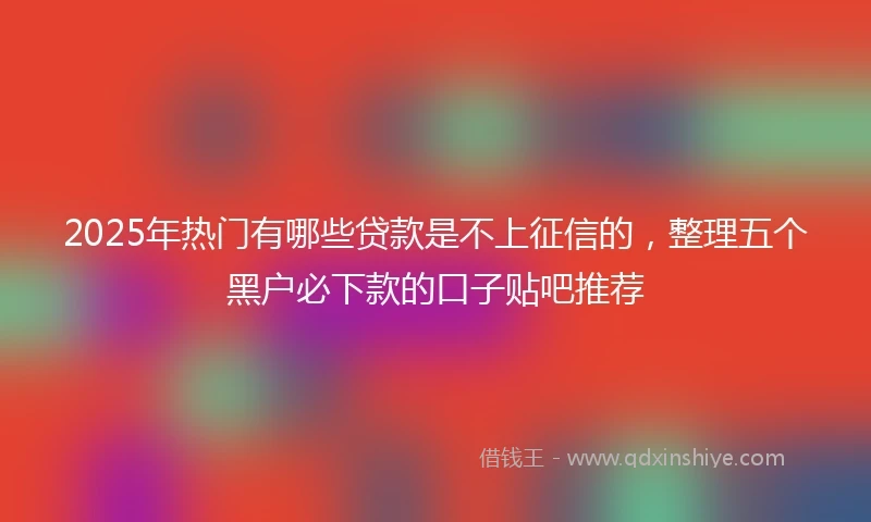 2025年热门有哪些贷款是不上征信的，整理五个黑户必下款的口子贴吧推荐