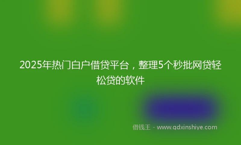 2025年热门白户借贷平台，整理5个秒批网贷轻松贷的软件