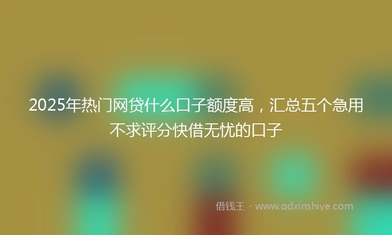 2025年热门网贷什么口子额度高，汇总五个急用不求评分快借无忧的口子