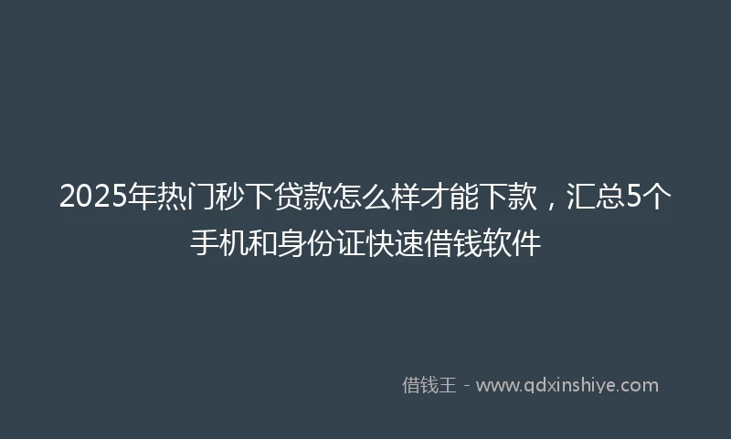 2025年热门秒下贷款怎么样才能下款，汇总5个手机和身份证快速借钱软件