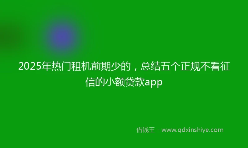 2025年热门租机前期少的，总结五个正规不看征信的小额贷款app