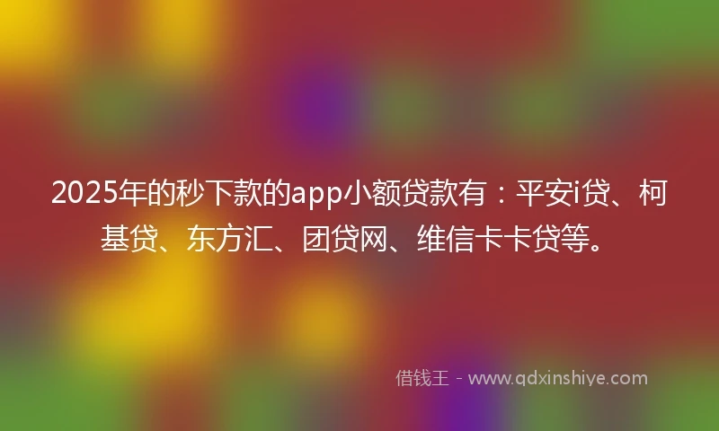 2025年的秒下款的app小额贷款有：平安i贷、柯基贷、东方汇、团贷网、维信卡卡贷等。