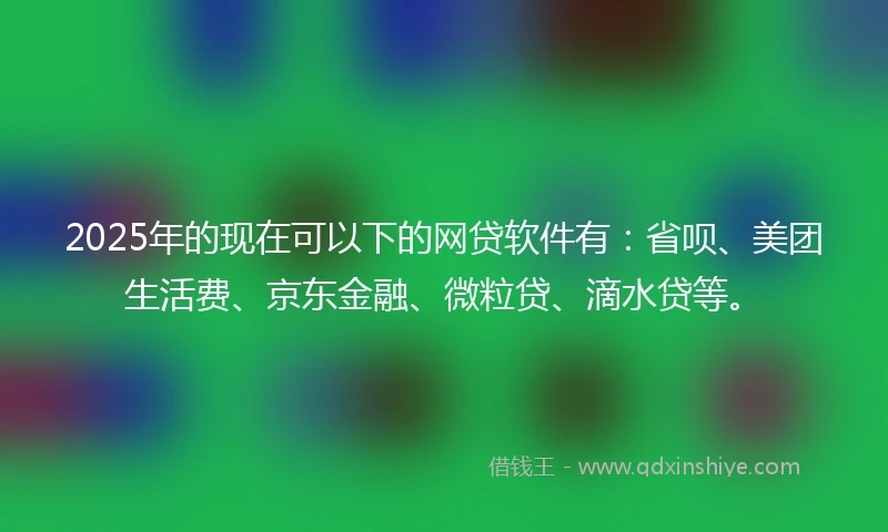 2025年的现在可以下的网贷软件有：省呗、美团生活费、京东金融、微粒贷、滴水贷等。