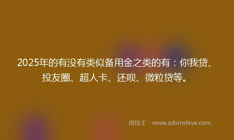 2025年的有没有类似备用金之类的有：你我贷、投友圈、超人卡、还呗、微粒贷等。