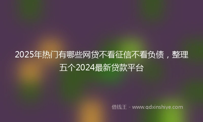 2025年热门有哪些网贷不看征信不看负债，整理五个2024最新贷款平台