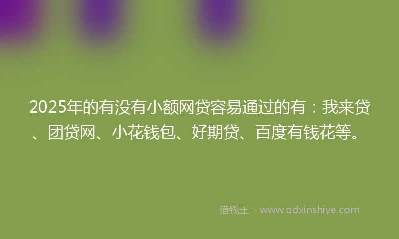 2025年的有没有小额网贷容易通过的有：我来贷、团贷网、小花钱包、好期贷、百度有钱花等。