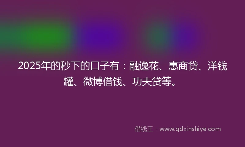 2025年的秒下的口子有：融逸花、惠商贷、洋钱罐、微博借钱、功夫贷等。