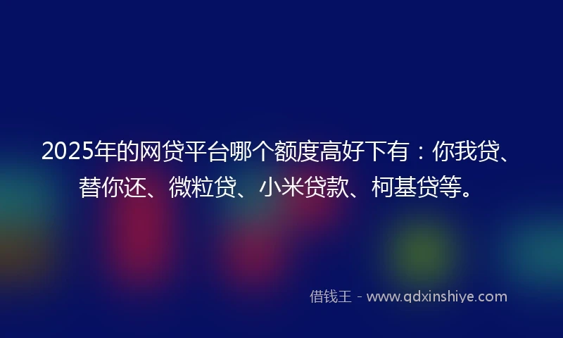 2025年的网贷平台哪个额度高好下有：你我贷、替你还、微粒贷、小米贷款、柯基贷等。