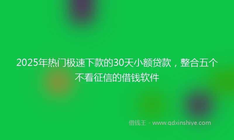 2025年热门极速下款的30天小额贷款，整合五个不看征信的借钱软件