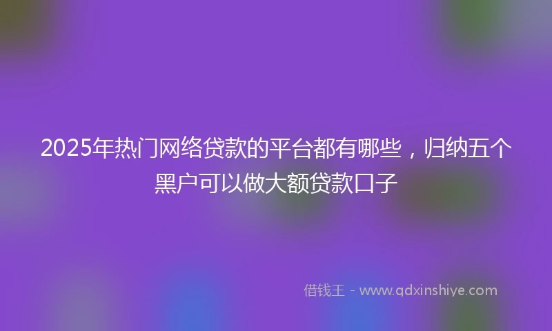 2025年热门网络贷款的平台都有哪些，归纳五个黑户可以做大额贷款口子