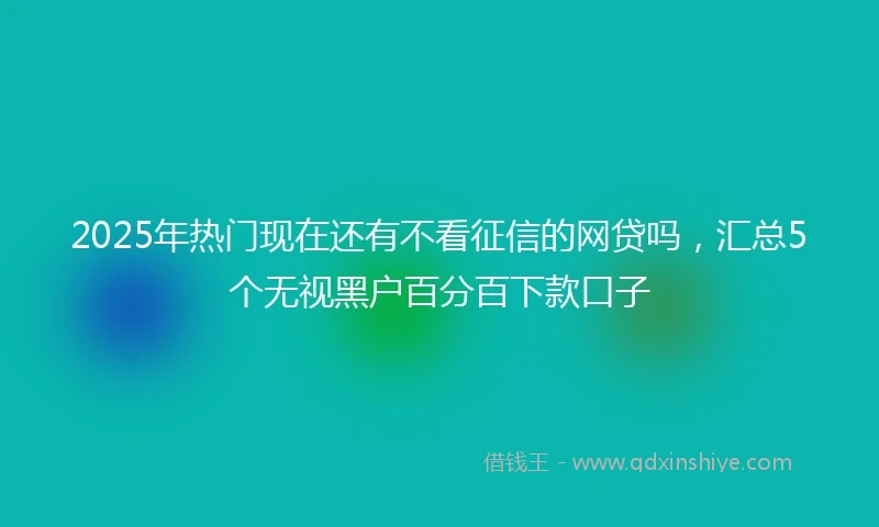 2025年热门现在还有不看征信的网贷吗，汇总5个无视黑户百分百下款口子