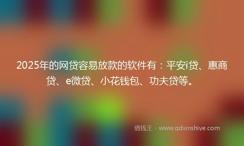 2025年的网贷容易放款的软件有：平安i贷、惠商贷、e微贷、小花钱包、功夫贷等。