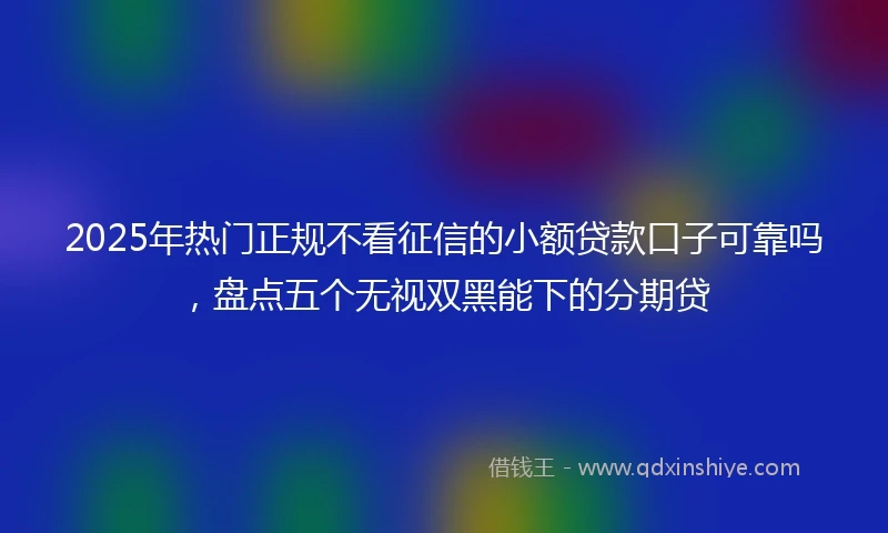 2025年热门正规不看征信的小额贷款口子可靠吗，盘点五个无视双黑能下的分期贷