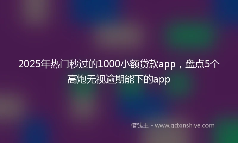 2025年热门秒过的1000小额贷款app，盘点5个高炮无视逾期能下的app