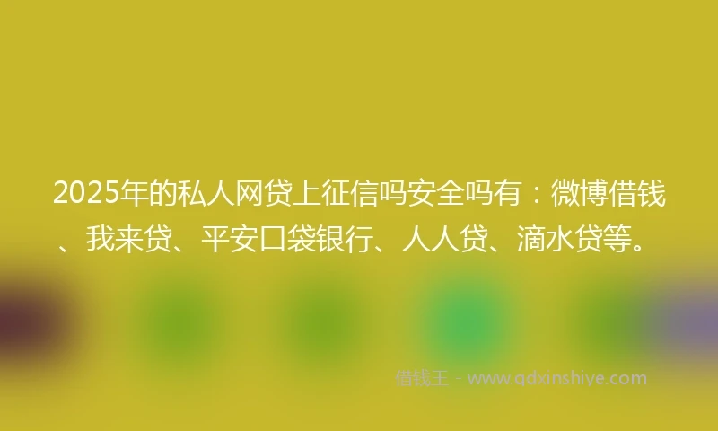 2025年的私人网贷上征信吗安全吗有：微博借钱、我来贷、平安口袋银行、人人贷、滴水贷等。