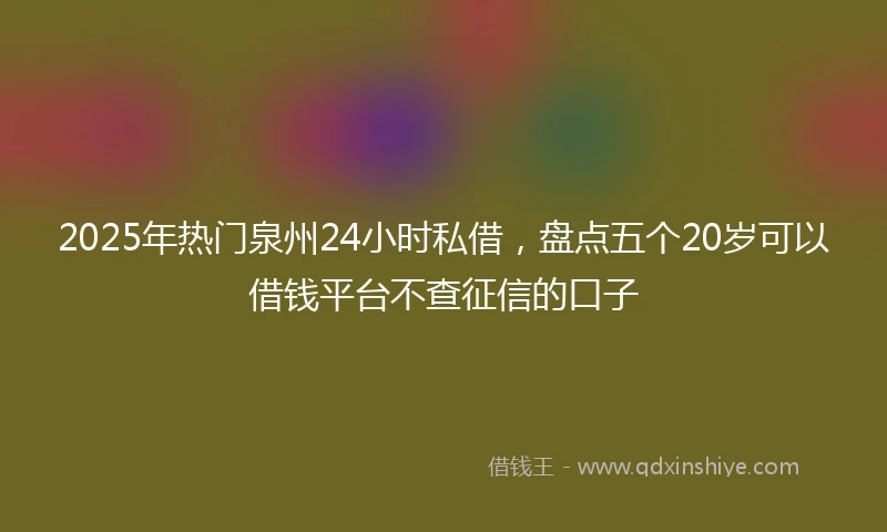 2025年热门泉州24小时私借，盘点五个20岁可以借钱平台不查征信的口子