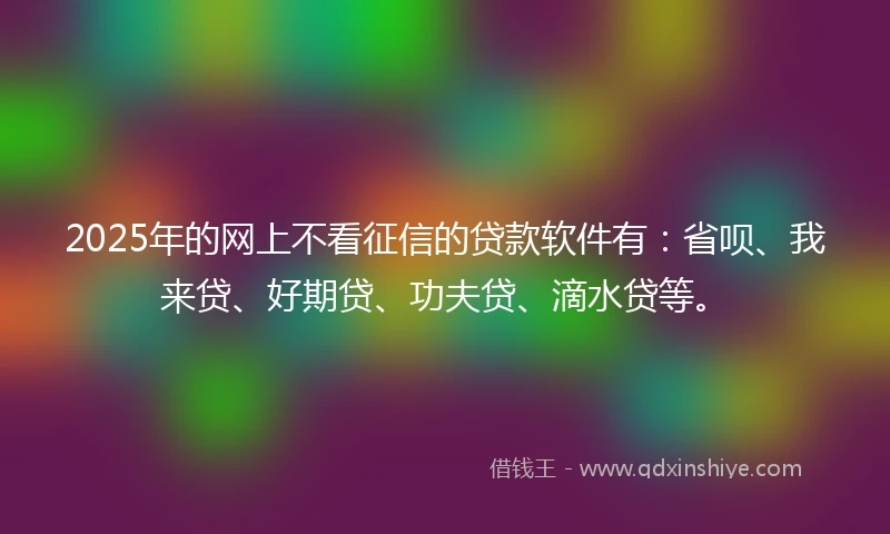 2025年的网上不看征信的贷款软件有:省呗、我来贷、好期贷、功夫贷、滴水贷等。