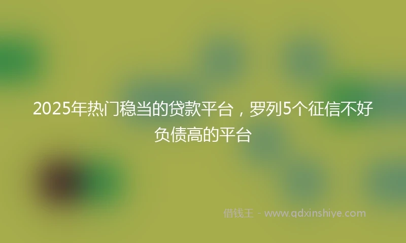 2025年热门稳当的贷款平台，罗列5个征信不好负债高的平台