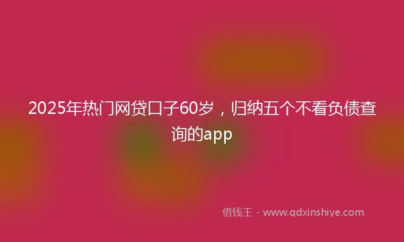 2025年热门网贷口子60岁，归纳五个不看负债查询的app