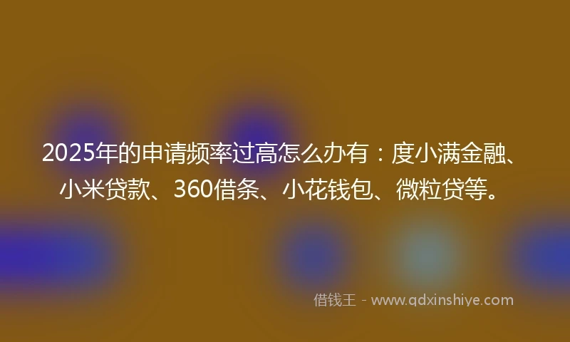 2025年的申请频率过高怎么办有：度小满金融、小米贷款、360借条、小花钱包、微粒贷等。