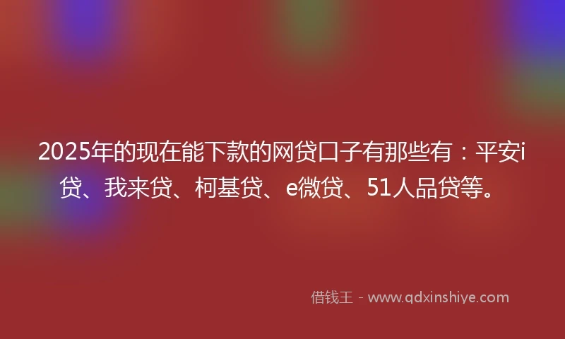 2025年的现在能下款的网贷口子有那些有：平安i贷、我来贷、柯基贷、e微贷、51人品贷等。