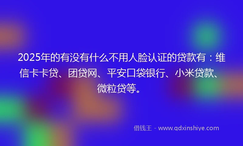 2025年的有没有什么不用人脸认证的贷款有：维信卡卡贷、团贷网、平安口袋银行、小米贷款、微粒贷等。