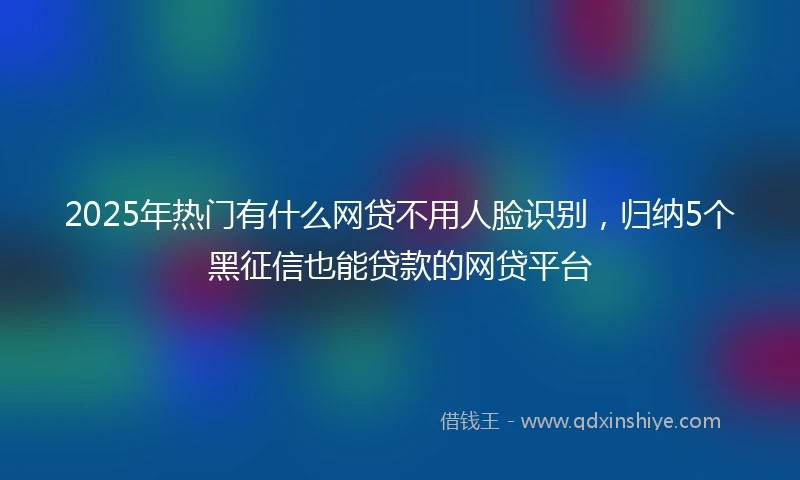 2025年热门有什么网贷不用人脸识别，归纳5个黑征信也能贷款的网贷平台