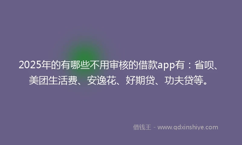 2025年的有哪些不用审核的借款app有：省呗、美团生活费、安逸花、好期贷、功夫贷等。