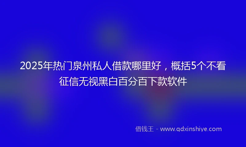 2025年热门泉州私人借款哪里好，概括5个不看征信无视黑白百分百下款软件