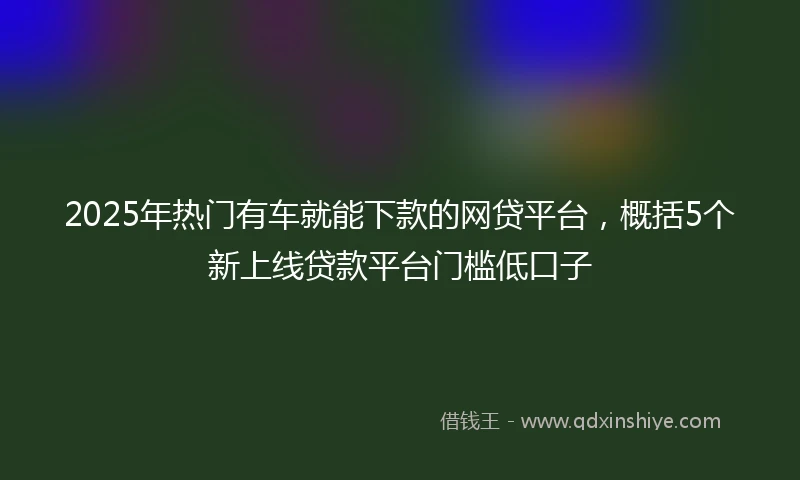 2025年热门有车就能下款的网贷平台，概括5个新上线贷款平台门槛低口子