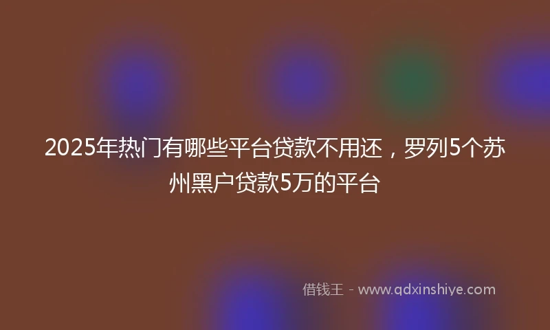 2025年热门有哪些平台贷款不用还，罗列5个苏州黑户贷款5万的平台
