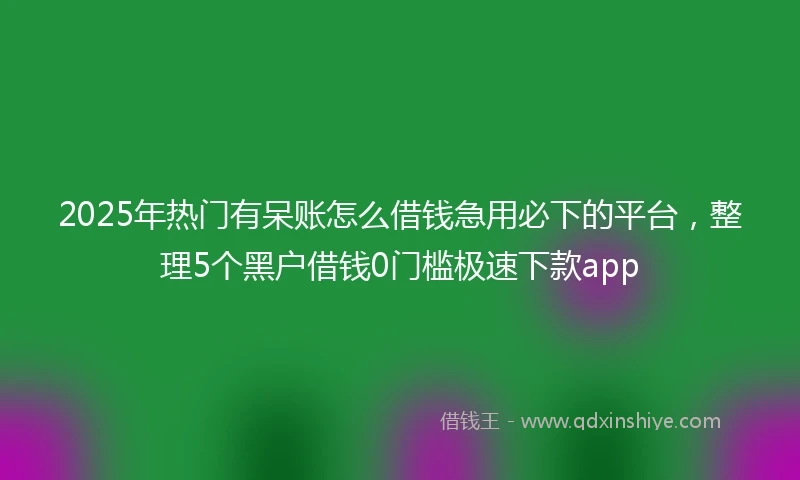 2025年热门有呆账怎么借钱急用必下的平台，整理5个黑户借钱0门槛极速下款app
