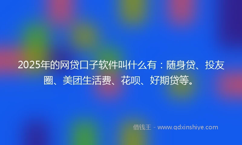 2025年的网贷口子软件叫什么有：随身贷、投友圈、美团生活费、花呗、好期贷等。