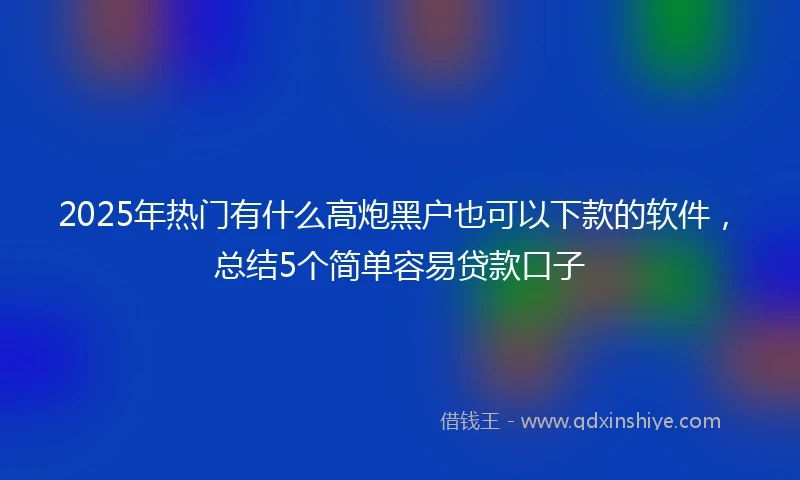2025年热门有什么高炮黑户也可以下款的软件，总结5个简单容易贷款口子