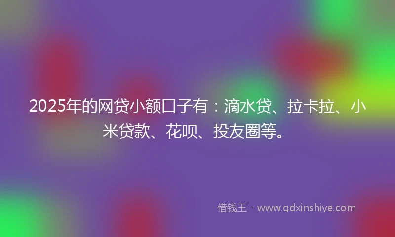 2025年的网贷小额口子有：滴水贷、拉卡拉、小米贷款、花呗、投友圈等。