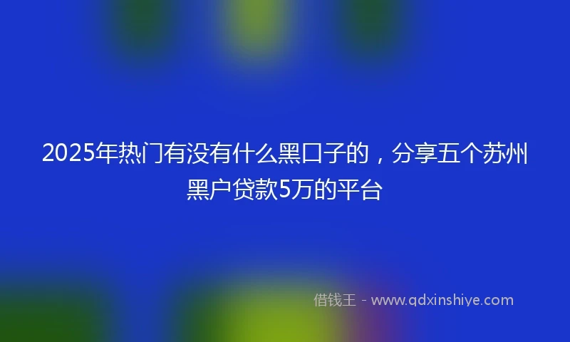 2025年热门有没有什么黑口子的，分享五个苏州黑户贷款5万的平台