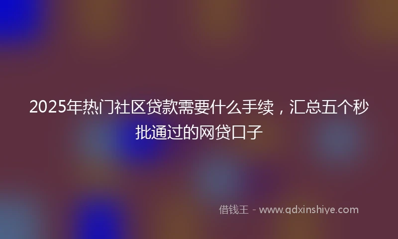 2025年热门社区贷款需要什么手续，汇总五个秒批通过的网贷口子