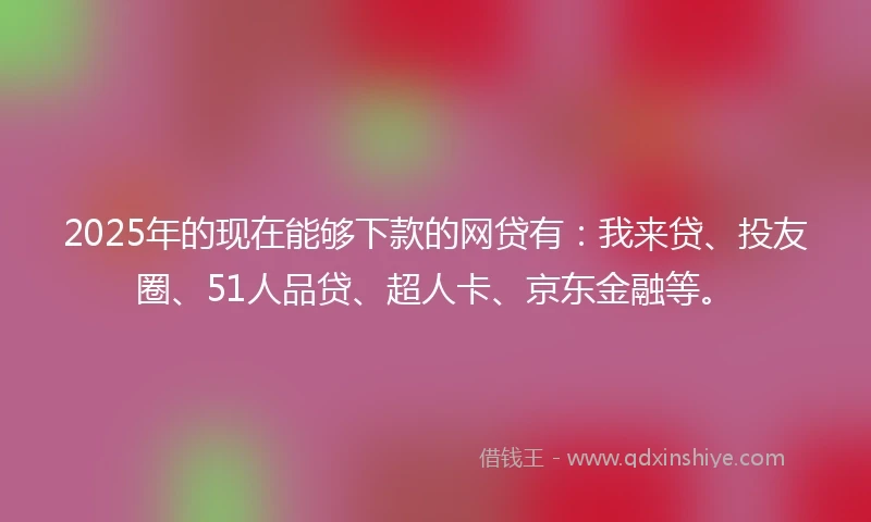 2025年的现在能够下款的网贷有：我来贷、投友圈、51人品贷、超人卡、京东金融等。