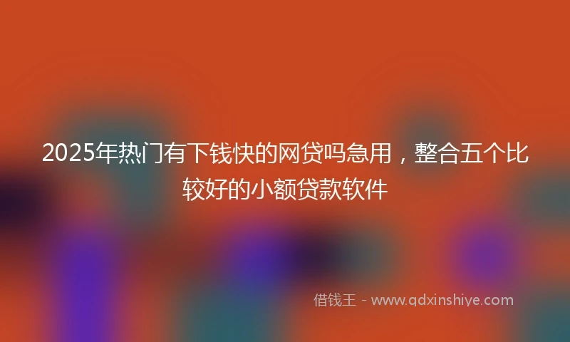 2025年热门有下钱快的网贷吗急用，整合五个比较好的小额贷款软件