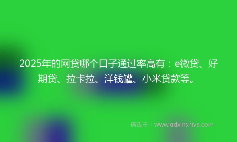 2025年的网贷哪个口子通过率高有：e微贷、好期贷、拉卡拉、洋钱罐、小米贷款等。
