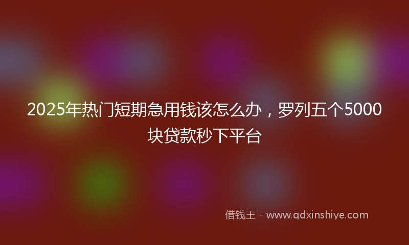 2025年热门短期急用钱该怎么办，罗列五个5000块贷款秒下平台