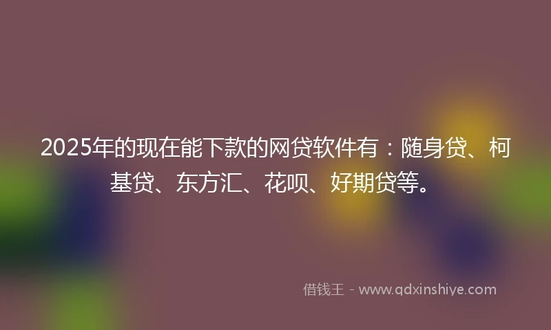 2025年的现在能下款的网贷软件有：随身贷、柯基贷、东方汇、花呗、好期贷等。