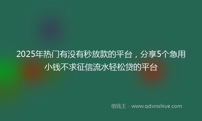 2025年热门有没有秒放款的平台，分享5个急用小钱不求征信流水轻松贷的平台