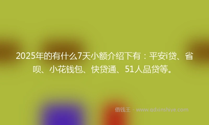 2025年的有什么7天小额介绍下有：平安i贷、省呗、小花钱包、快贷通、51人品贷等。