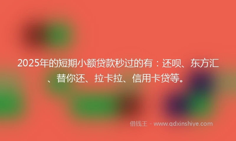 2025年的短期小额贷款秒过的有：还呗、东方汇、替你还、拉卡拉、信用卡贷等。