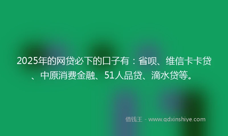 2025年的网贷必下的口子有：省呗、维信卡卡贷、中原消费金融、51人品贷、滴水贷等。