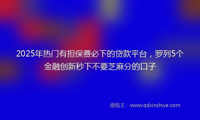 2025年热门有担保费必下的贷款平台，罗列5个金融创新秒下不要芝麻分的口子
